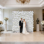 Aliflowers 5D White Rose & Hydrangea Rolling Curtain Flower Wall Backdrop ALFWL130 - Ali Flowers
