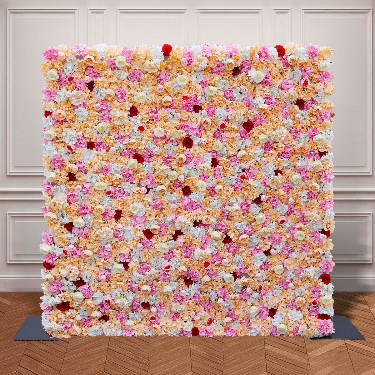 Aliflowers 2D Orange Hydrangea with Red Rose Wall Flower Decor ALFWL048 - Ali Flowers