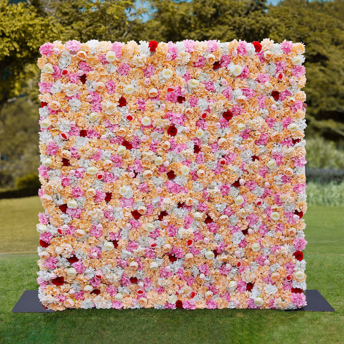 Aliflowers 2D Orange Hydrangea with Red Rose Wall Flower Decor ALFWL048 - Ali Flowers