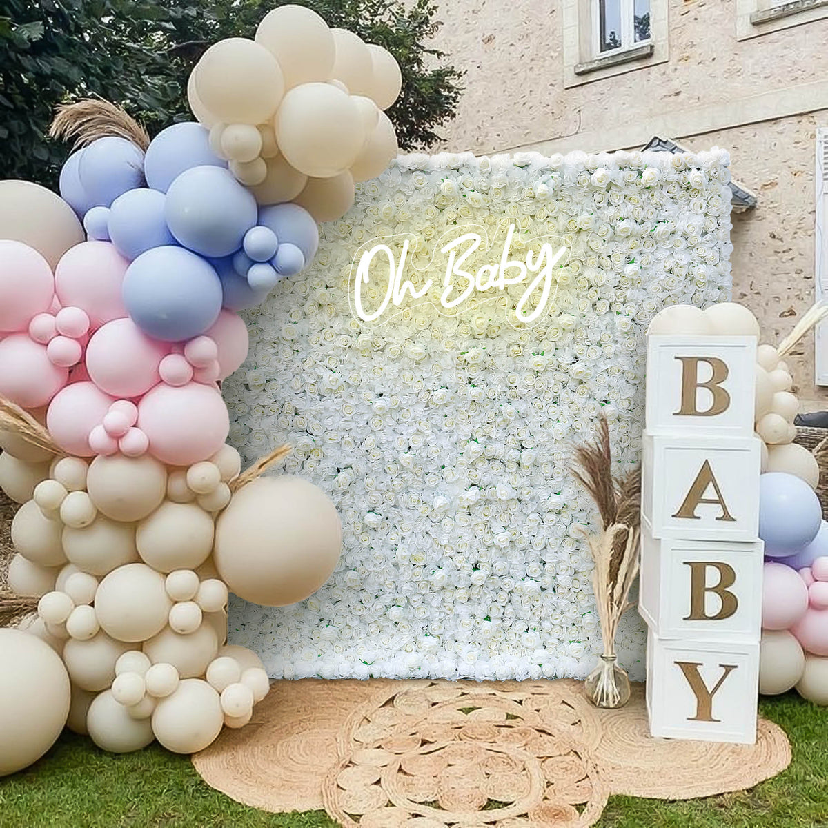 Aliflowers 3D White Pure Rose Flower Wall ALFWL056 - Ali Flowers