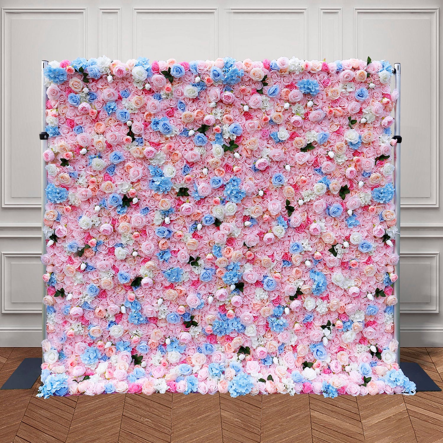 Aliflowers Pink Rose with Blue Hydrangea Flower Arrangement for Wall ALFWL098 - Ali Flowers