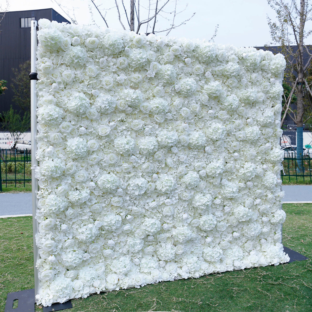 Pure White Hydrangea with rose artificial flowers for wedding backdrop decor ALFWL031 - Ali Flowers