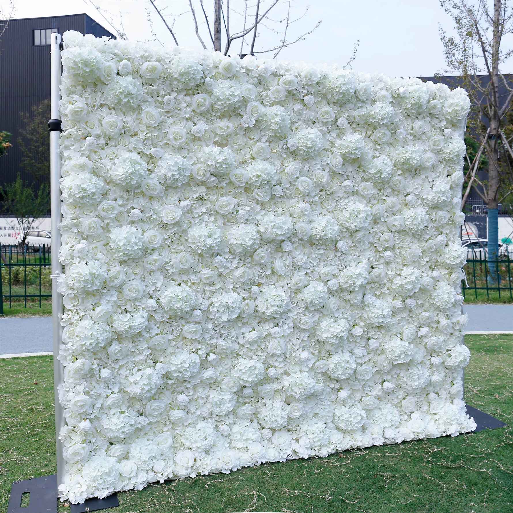Pure White Hydrangea with rose artificial flowers for wedding backdrop decor ALFWL031 - Ali Flowers