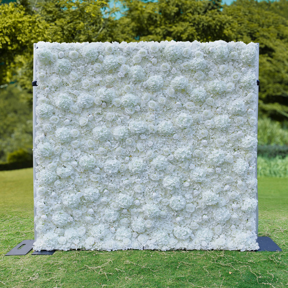 Pure White Hydrangea with rose artificial flowers for wedding backdrop decor ALFWL031 - Ali Flowers