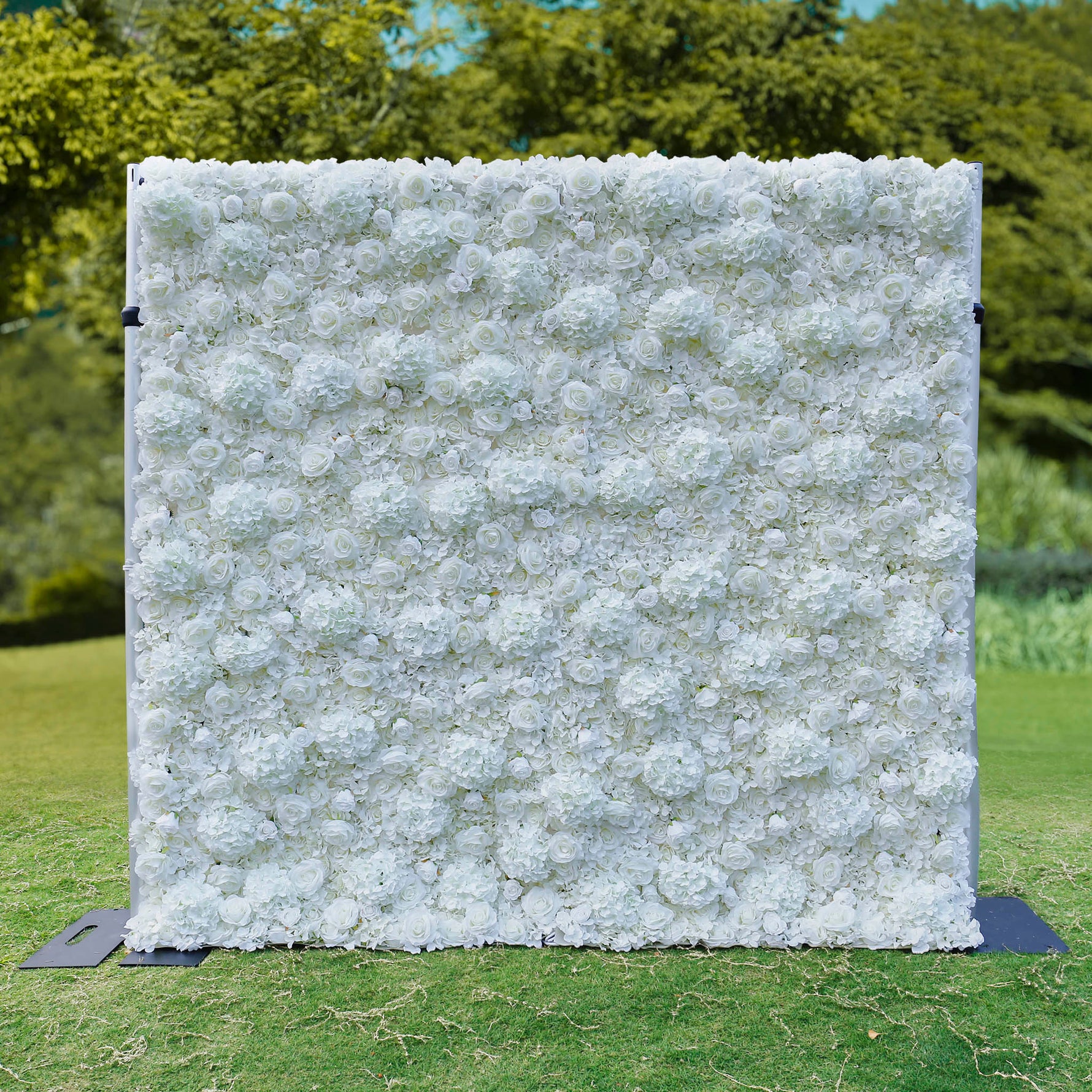 Pure White Hydrangea with rose artificial flowers for wedding backdrop decor ALFWL031 - Ali Flowers