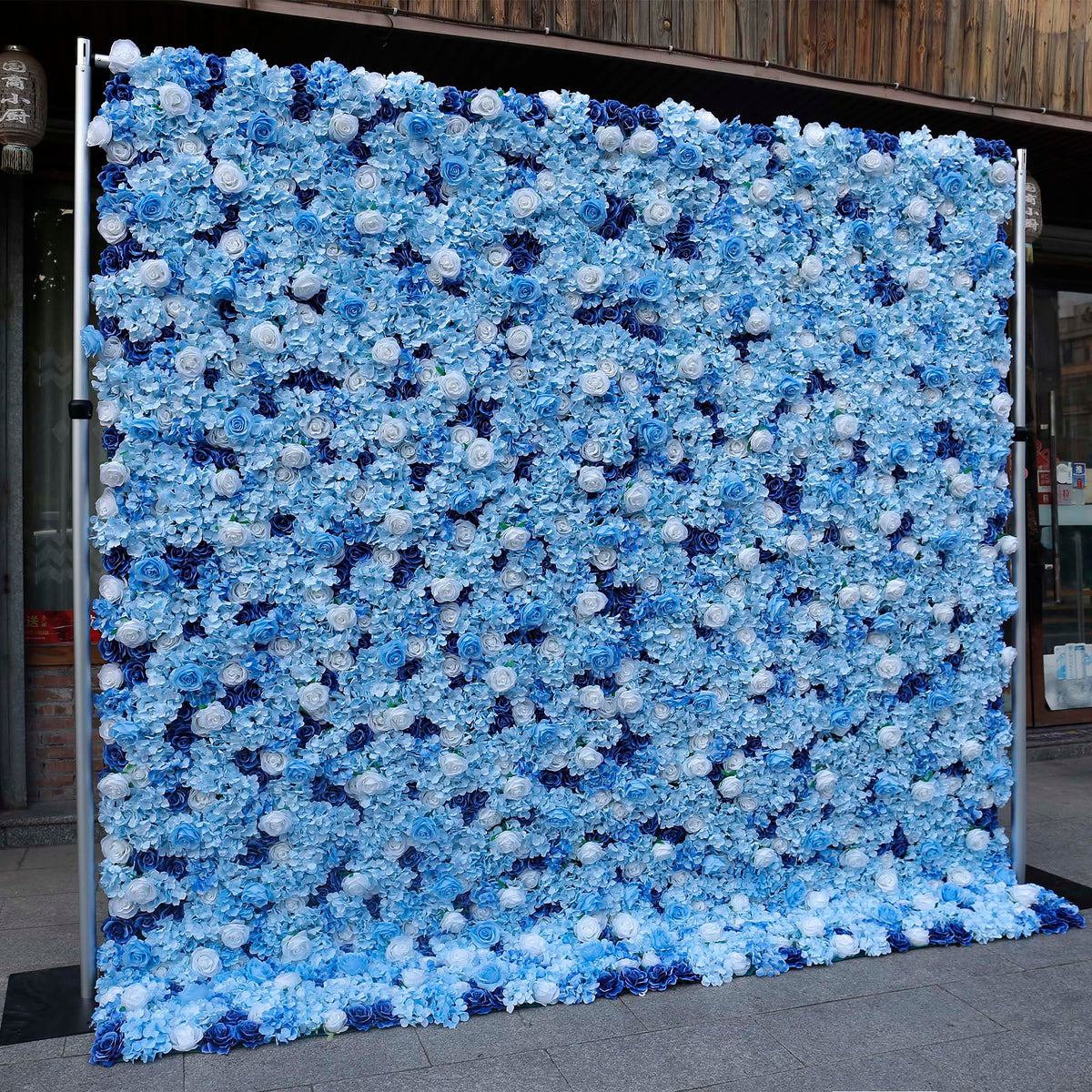 Aliflowers 3D Light Blue Silk Flower Wall Wedding Backdrop Hanging Decor ALFWL070 - Ali Flowers