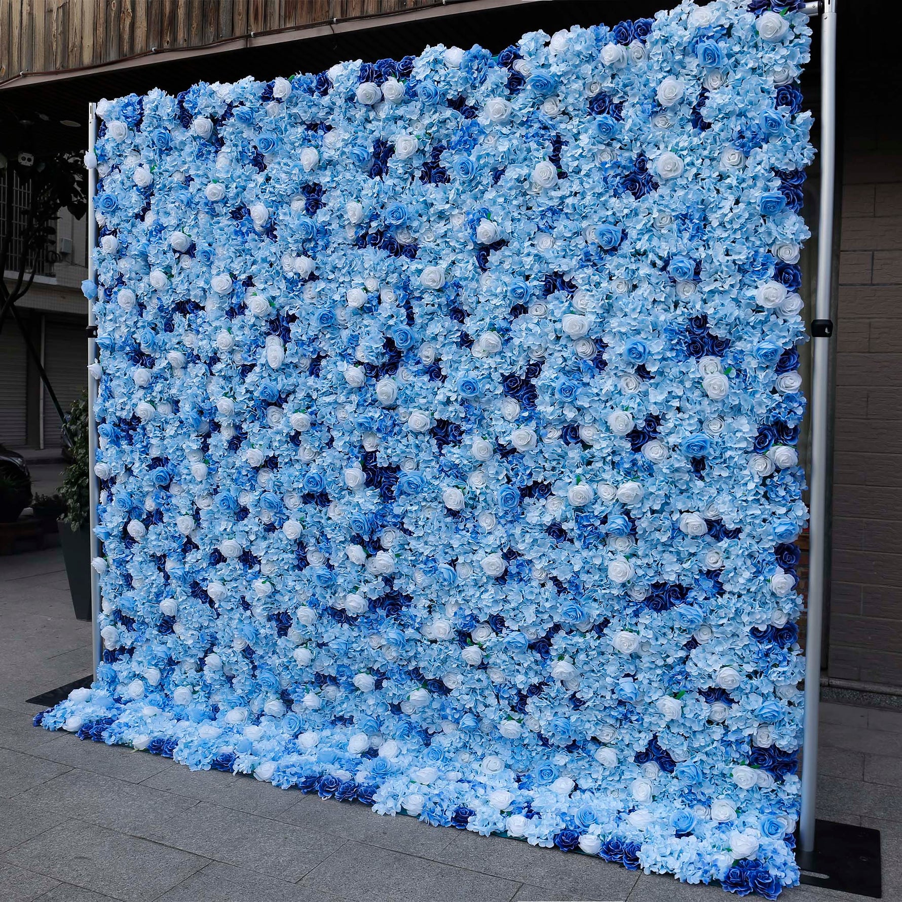 Aliflowers 3D Light Blue Silk Flower Wall Wedding Backdrop Hanging Decor ALFWL070 - Ali Flowers