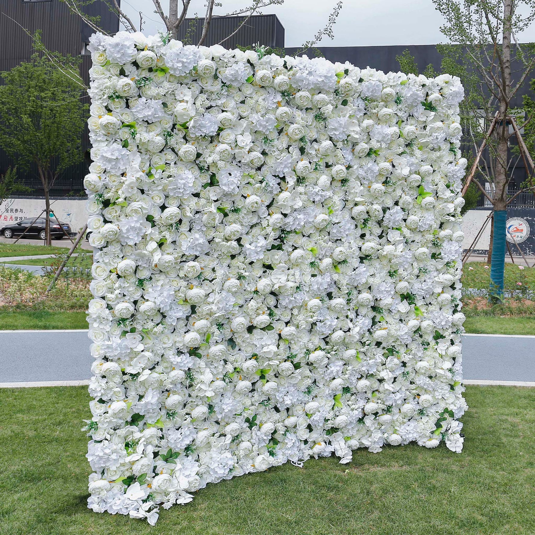 Aliflowers 5D Cream Peony Synthetic Flower Wall Outdoor Events ALFWL052 - Ali Flowers