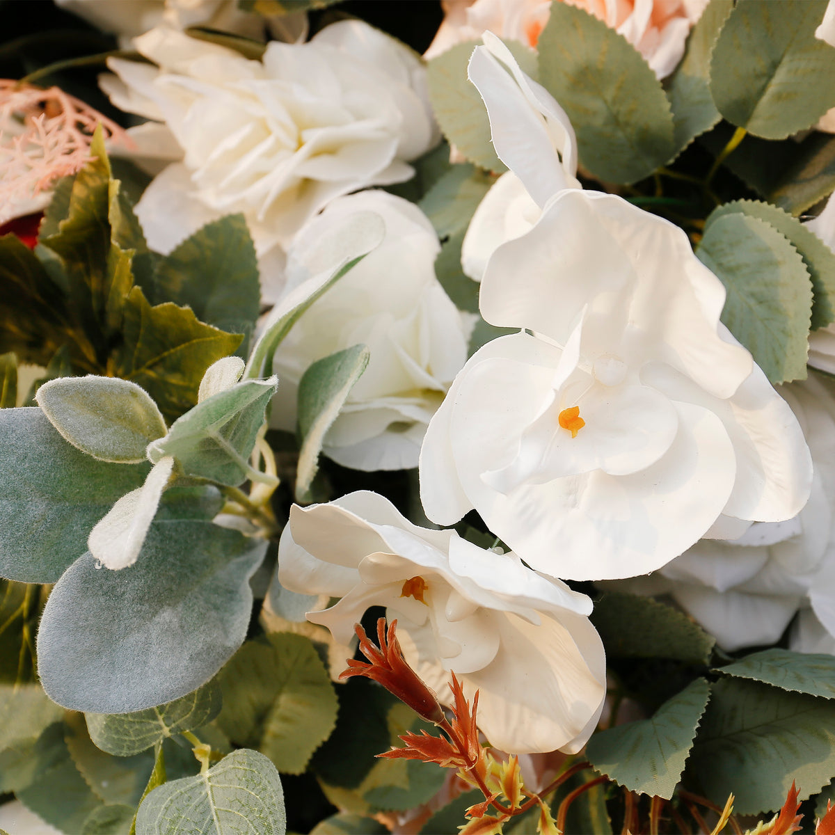 Aliflowers 3D White Rose with Anthurium Wedding Artificial Floral Wall ALFWL093 - Ali Flowers
