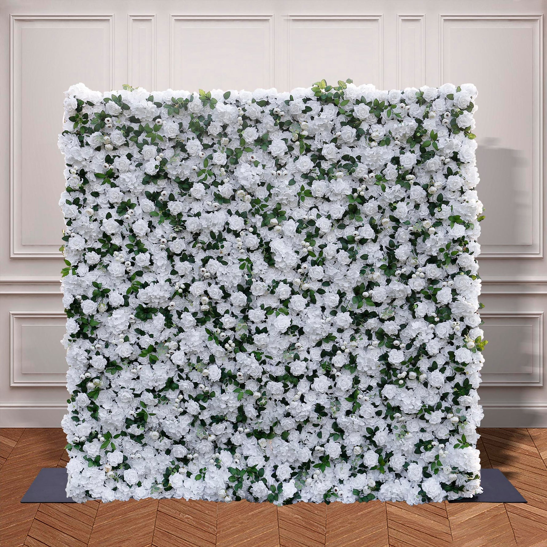 Aliflowers 3D White Rose with Hydrangea Wall Backdrop ALFWL043 - Ali Flowers