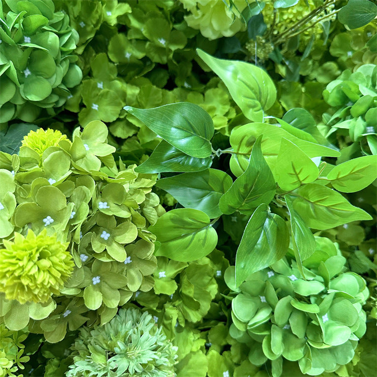 Green Turtle Leaf with Hydrangea Background Flower Wall