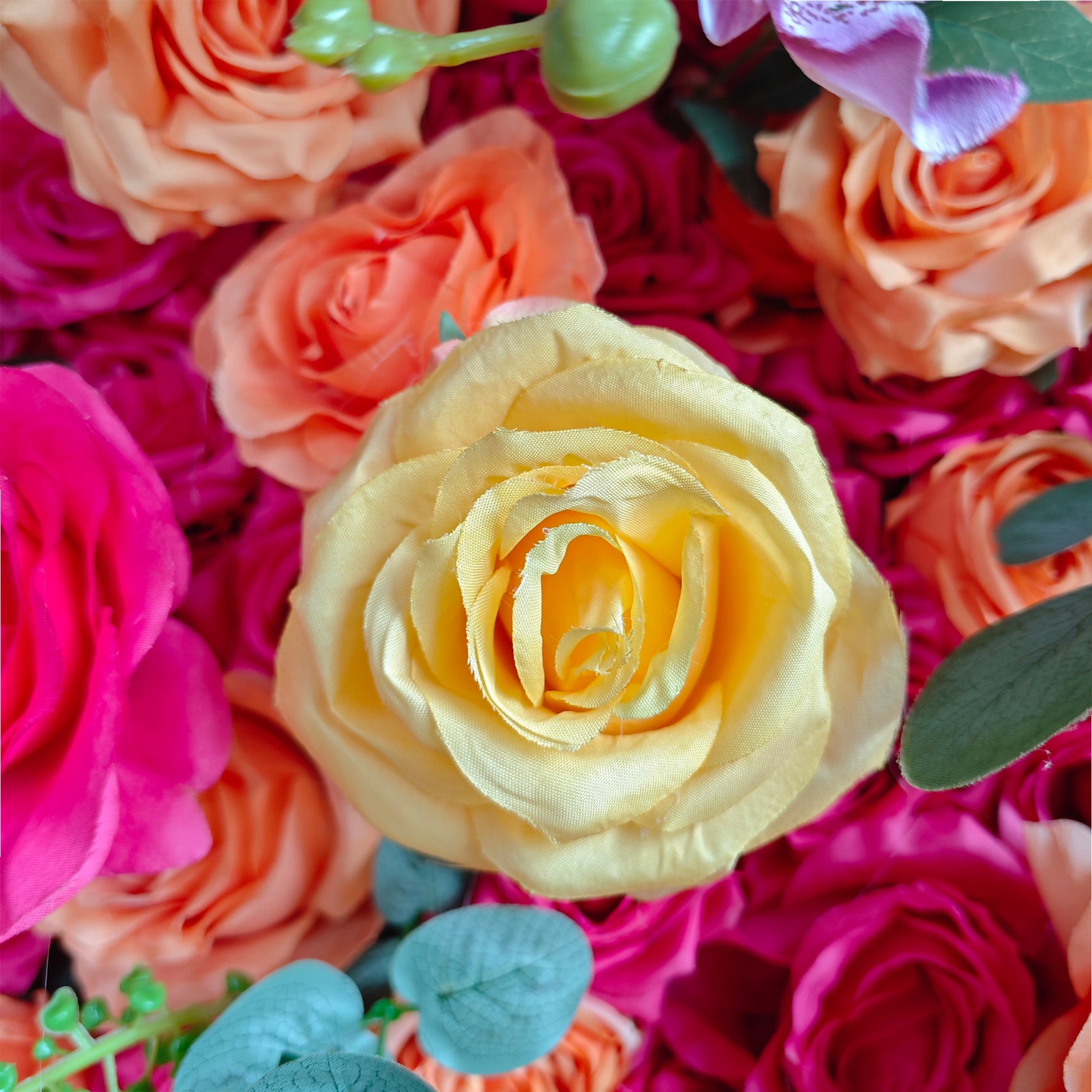 Aliflowers 3D Orange Red Rose & Orchid Flower Wall Backdrop for Wedding Party Decor