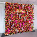 Aliflowers 3D Orange Red Rose & Orchid Flower Wall Backdrop for Wedding Party Decor
