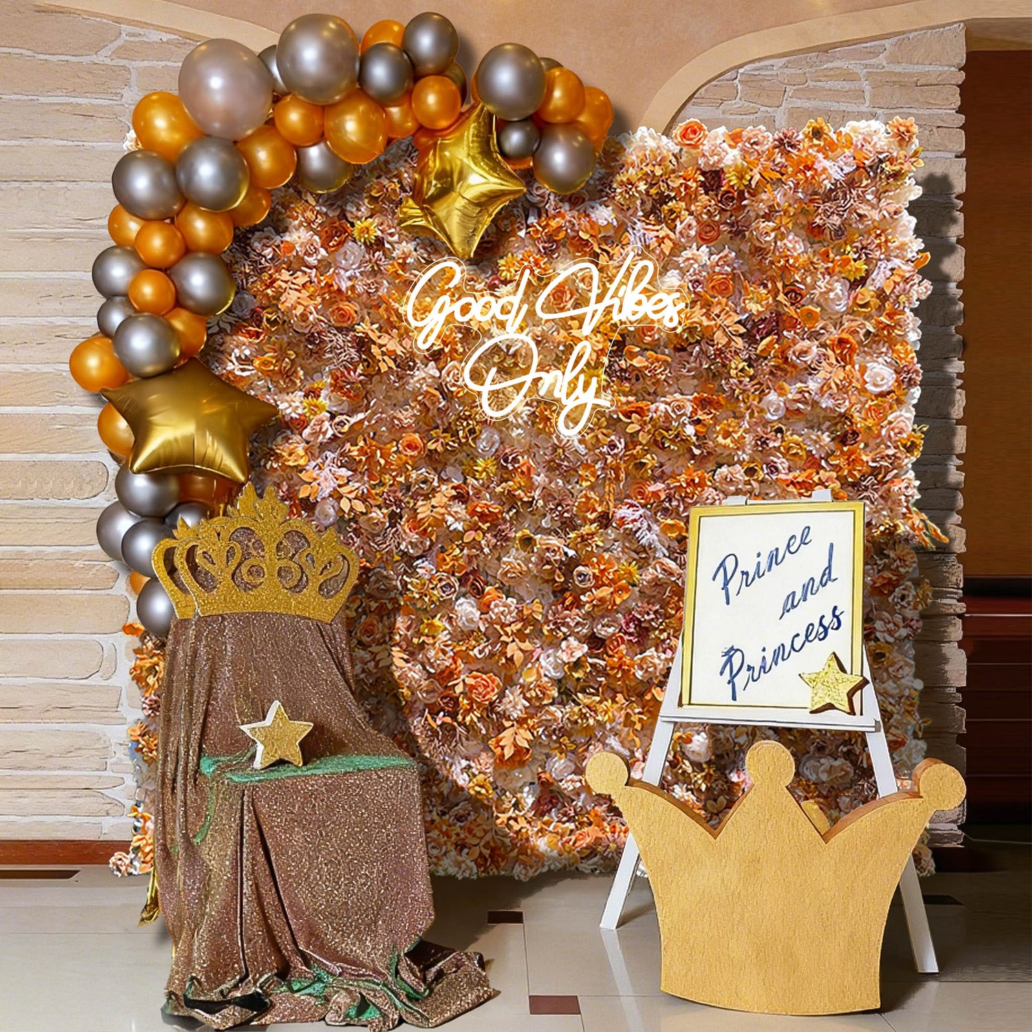 3D Autumn Orange Roller Curtain Floral Backdrop