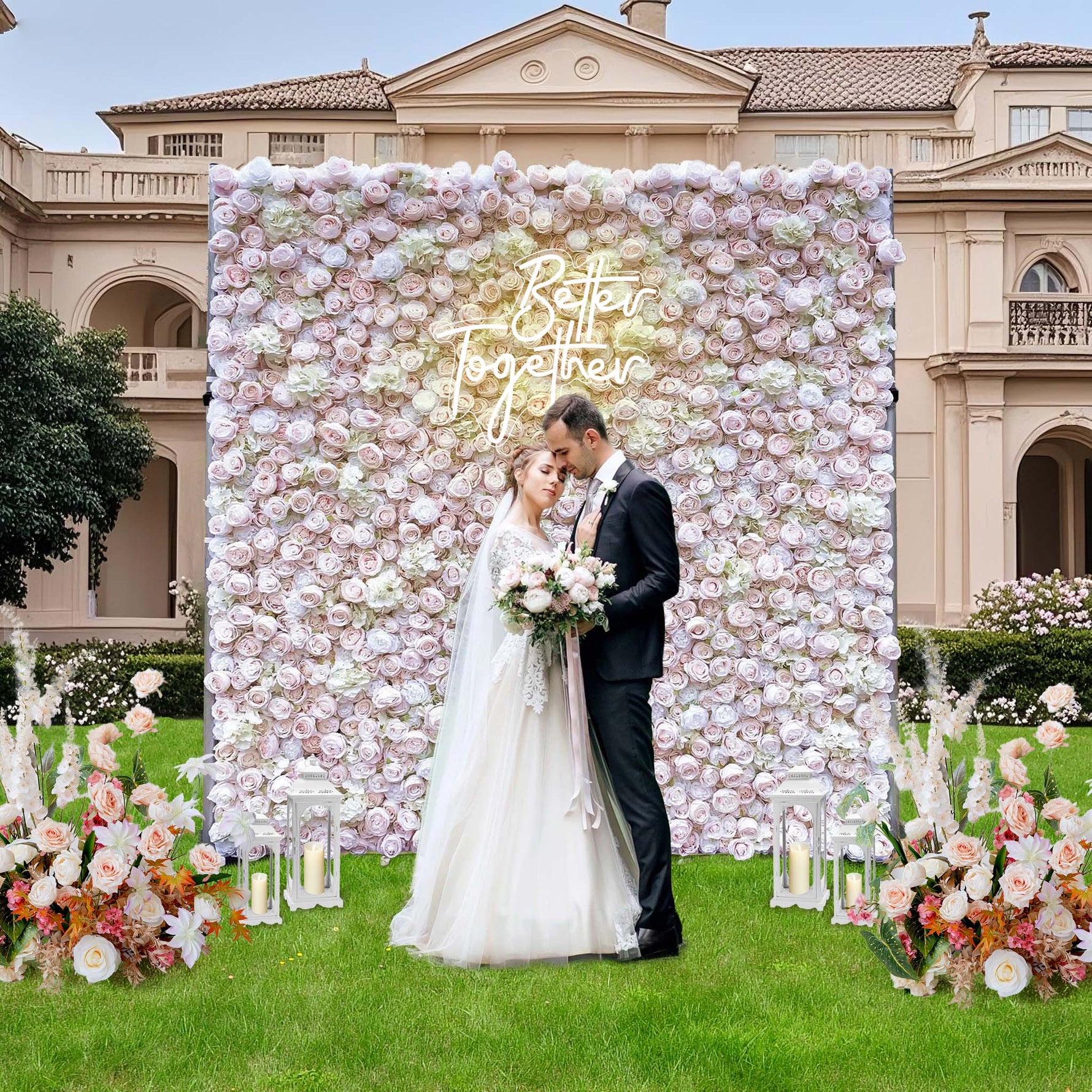 Ali Flowers 3d Pale Pink Flower Wall for Wedding Stage Backdrop Decration ALFWL004 - Ali Flowers