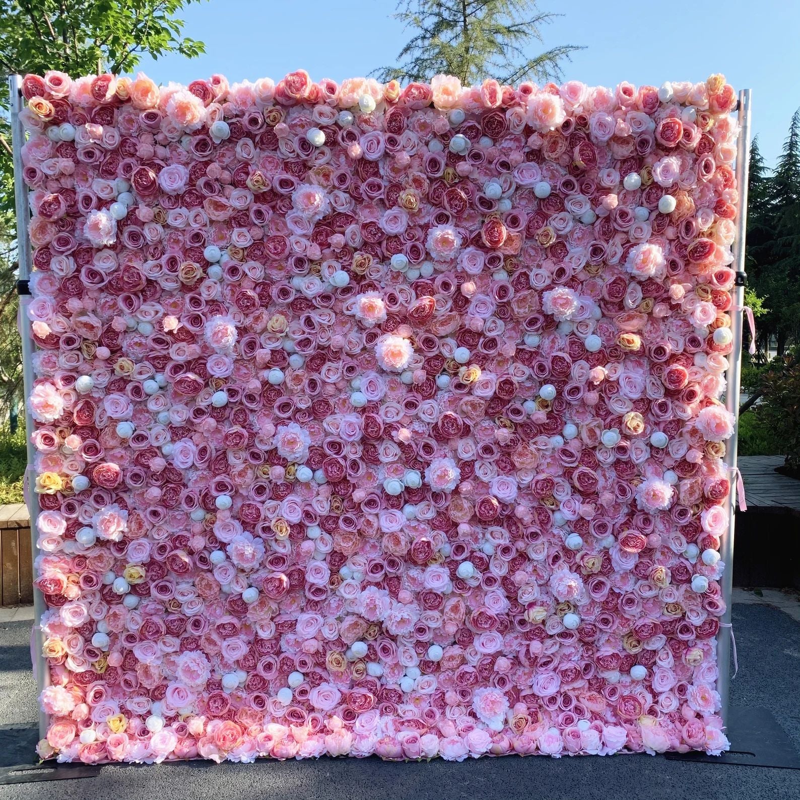 Ali Flowers Fabric Rolling up Curtain Floral Wall Wedding backdrops Cloth Flower Wall ALFWL005 - Ali Flowers