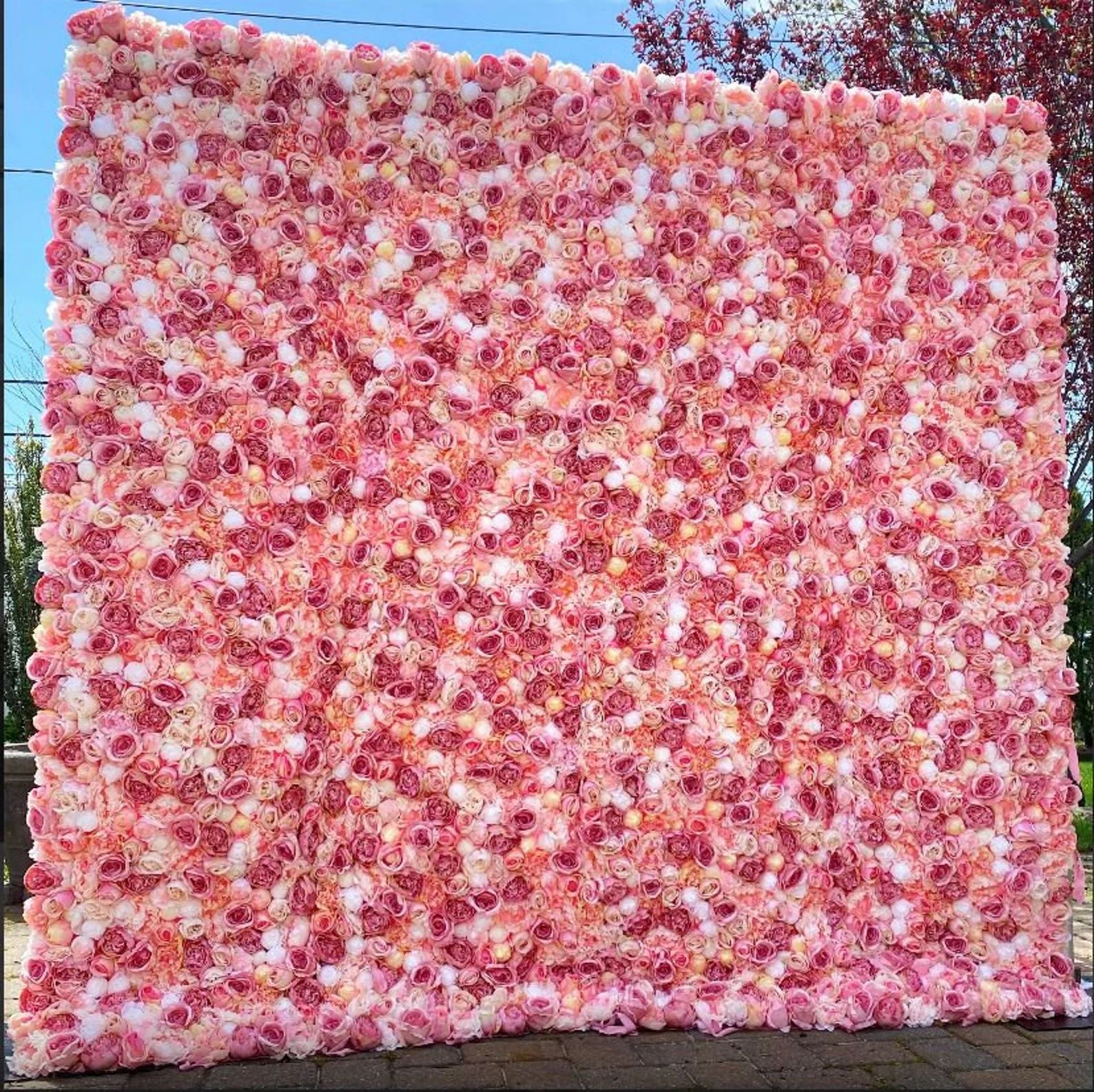 Ali Flowers Fabric Rolling up Curtain Floral Wall Wedding backdrops Cloth Flower Wall ALFWL005 - Ali Flowers