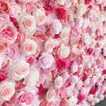 Ali Flowers 3D Artificial Silk Roll Up Cloth Flower Row Wall Pink Rose Wedding Backdrop ALFWL007 - Ali Flowers