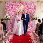 Ali Flowers 3D Artificial Silk Roll Up Cloth Flower Row Wall Pink Rose Wedding Backdrop ALFWL007 - Ali Flowers