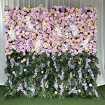Aliflowers 3D Purple and Pink Rose Curtain Flower Wall Backdrop Wedding Party Decoration ALFWL91