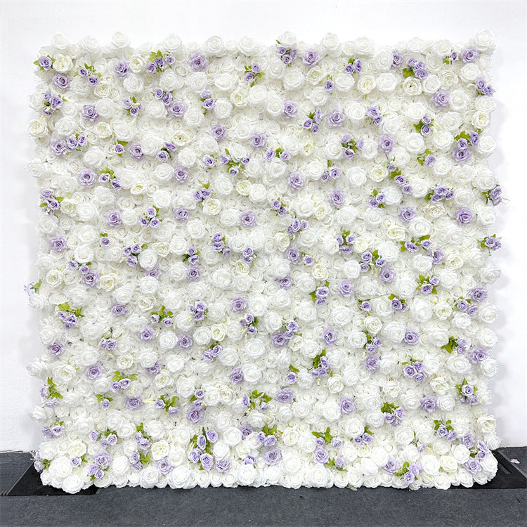 3D Purple and White Fabric Roller Curtain Floral Background for Wedding Party and Event Decoration