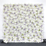 3D Purple and White Fabric Roller Curtain Floral Background for Wedding Party and Event Decoration