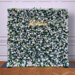 Ali Flowers Luxury White Rose Silk Leaves Flower Wall Artificial 3D Flower Wall Backdrop Roll Up Cloth ALFWL010 - Ali Flowers