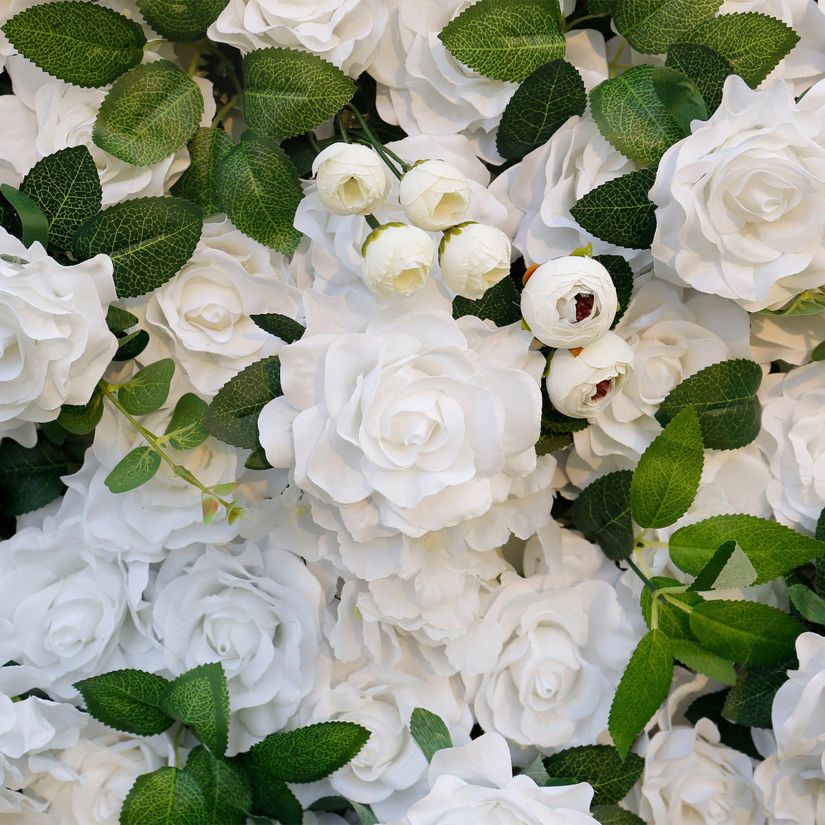 Aliflowers 3D White Rose with Hydrangea Wall Backdrop ALFWL043 - Ali Flowers