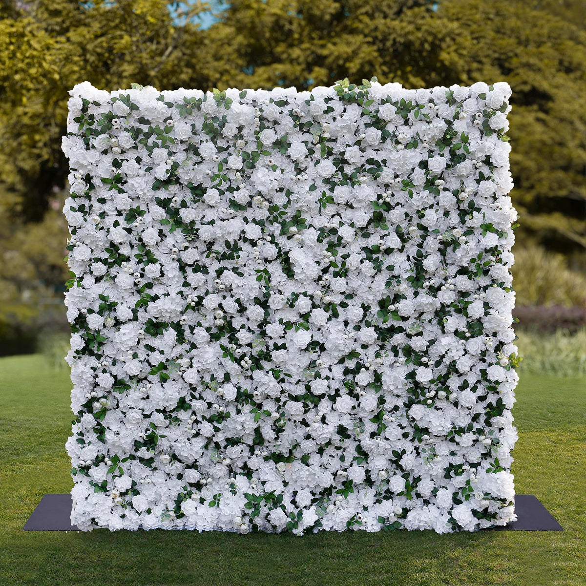 Aliflowers 3D White Rose with Hydrangea Wall Backdrop ALFWL043 - Ali Flowers