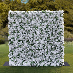 Aliflowers 3D White Rose with Hydrangea Wall Backdrop ALFWL043 - Ali Flowers