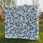 Aliflowers 3D White Rose with Hydrangea Wall Backdrop ALFWL043 - Ali Flowers