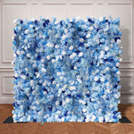 Blue Flowers with White Mist Grass 5D Artificial Floral Wall for Wedding ALFWL034 - Ali Flowers