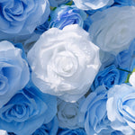 Aliflowers 5D Sky Blue with White Rose Roll Up Flower Wall Curtain Event Party Wedding Backdrop Decor ALFWL035 - Ali Flowers
