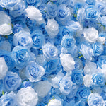 Aliflowers 5D Sky Blue with White Rose Roll Up Flower Wall Curtain Event Party Wedding Backdrop Decor ALFWL035 - Ali Flowers