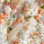 Aliflowers 5D Champagne Rose with Pampas grass Fabric Artificial Flower Wall ALFWL038 - Ali Flowers