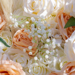 Aliflowers 5D Champagne Rose with Pampas grass Fabric Artificial Flower Wall ALFWL038 - Ali Flowers