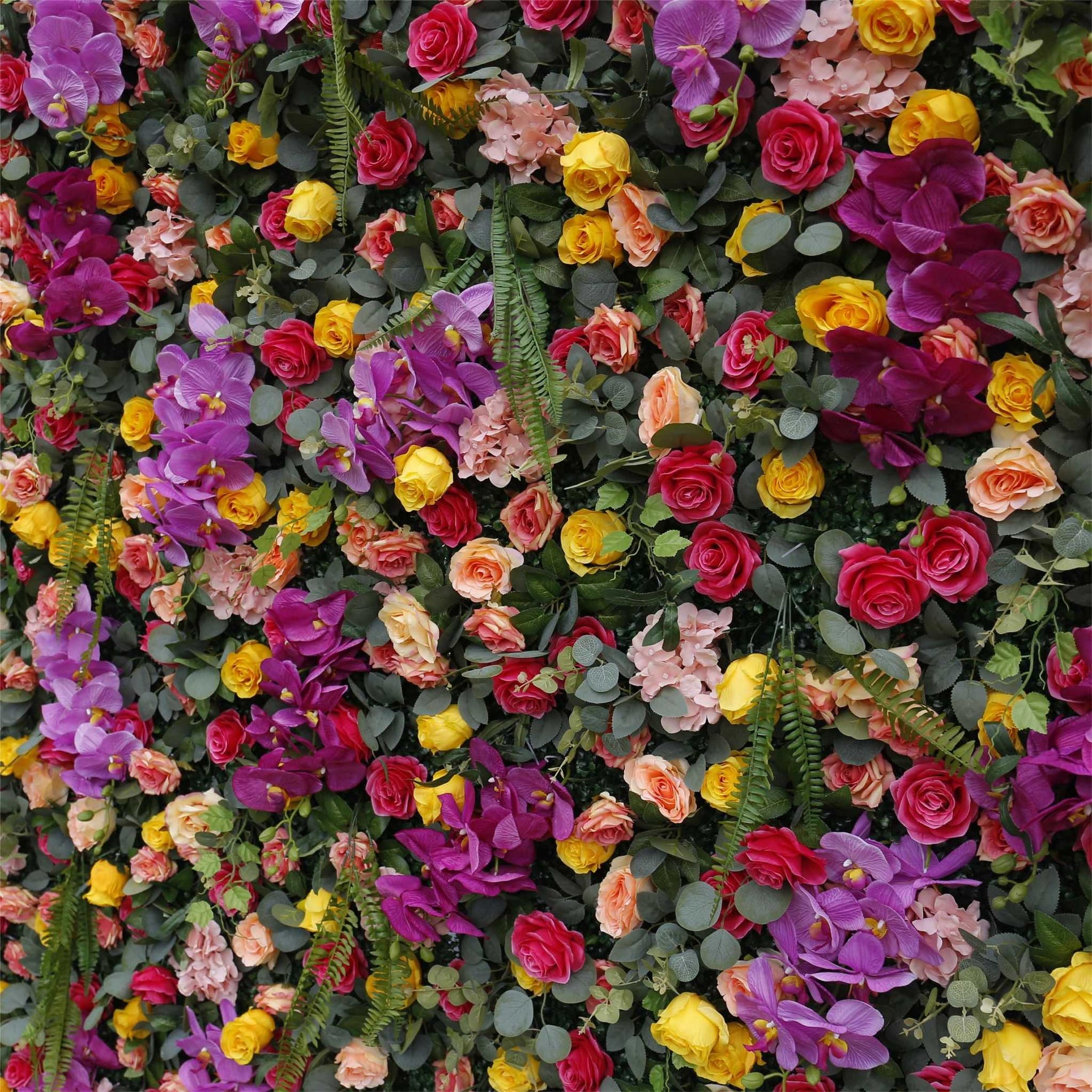 Aliflowers 5D Colorful Flowers with Hot Pink Orchid Hanging Flower Wall for Wedding Party Mall Window ALFWL037 - Ali Flowers