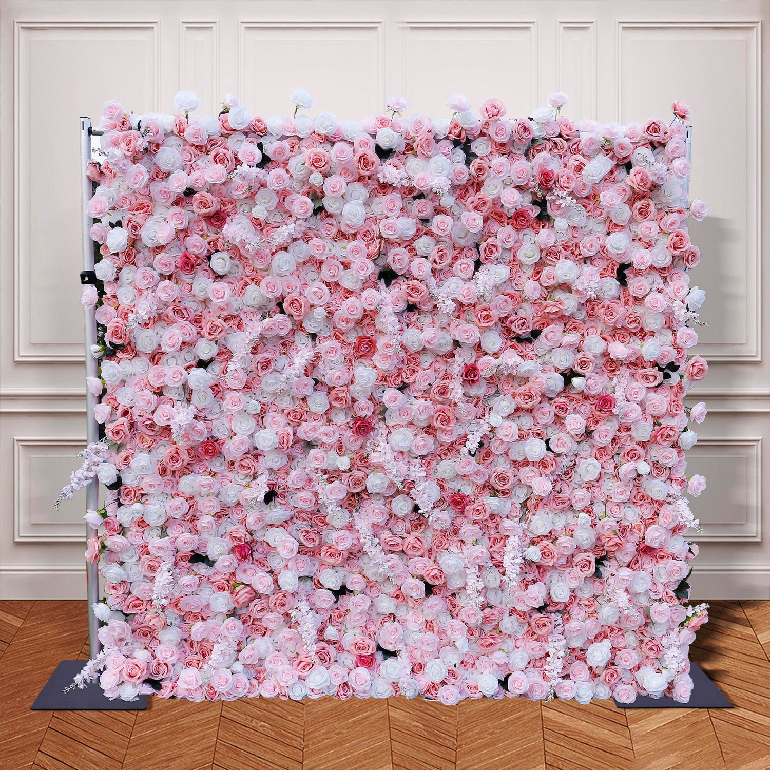Aliflowers 5D-Pink Rose with Larkspur Wedding Fabric Flower Wall ALFWL096 - Ali Flowers
