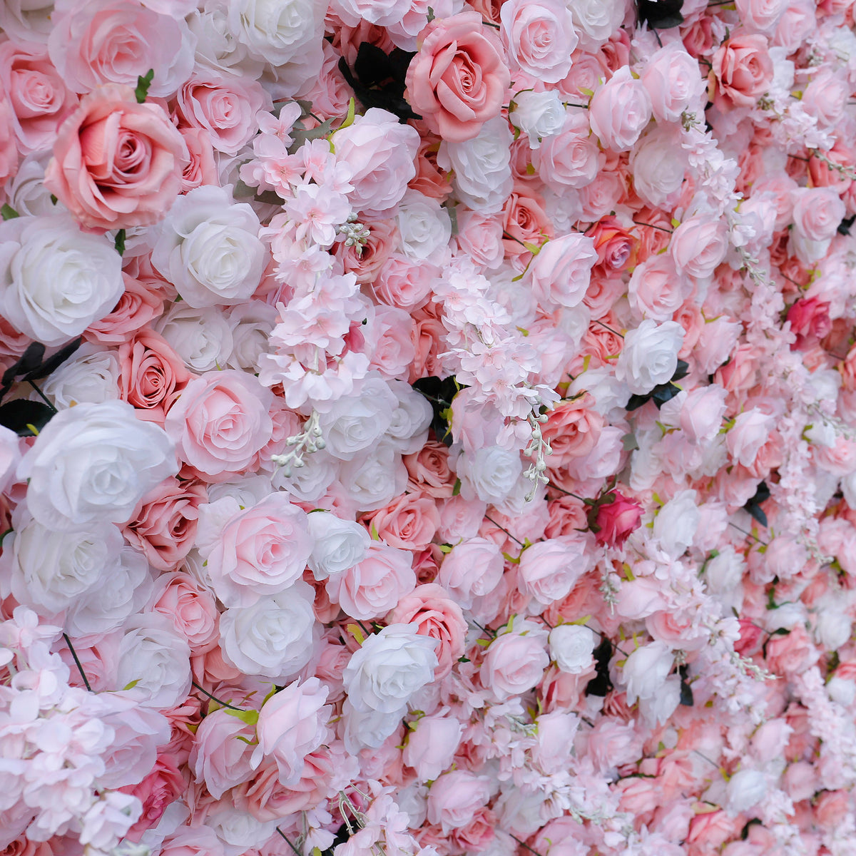 Aliflowers 5D-Pink Rose with Larkspur Wedding Fabric Flower Wall ALFWL096 - Ali Flowers