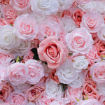 Aliflowers 5D-Pink Rose with Larkspur Wedding Fabric Flower Wall ALFWL096 - Ali Flowers