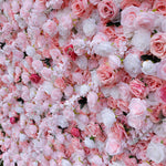 Aliflowers 5D-Pink Rose with Larkspur Wedding Fabric Flower Wall ALFWL096 - Ali Flowers