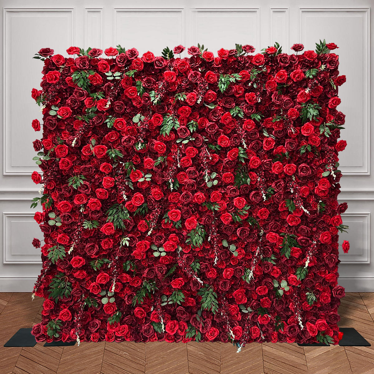 Aliflowers 5D Burgundy Mixed with Red Rose with Leaves Flower Wall for Wedding ALFWL030 - Ali Flowers