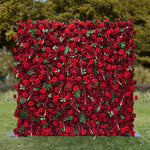 Aliflowers 5D Burgundy Mixed with Red Rose with Leaves Flower Wall for Wedding ALFWL030 - Ali Flowers
