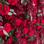 Aliflowers 5D Burgundy Mixed with Red Rose with Leaves Flower Wall for Wedding ALFWL030 - Ali Flowers