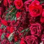 Aliflowers 5D Burgundy Mixed with Red Rose with Leaves Flower Wall for Wedding ALFWL030 - Ali Flowers