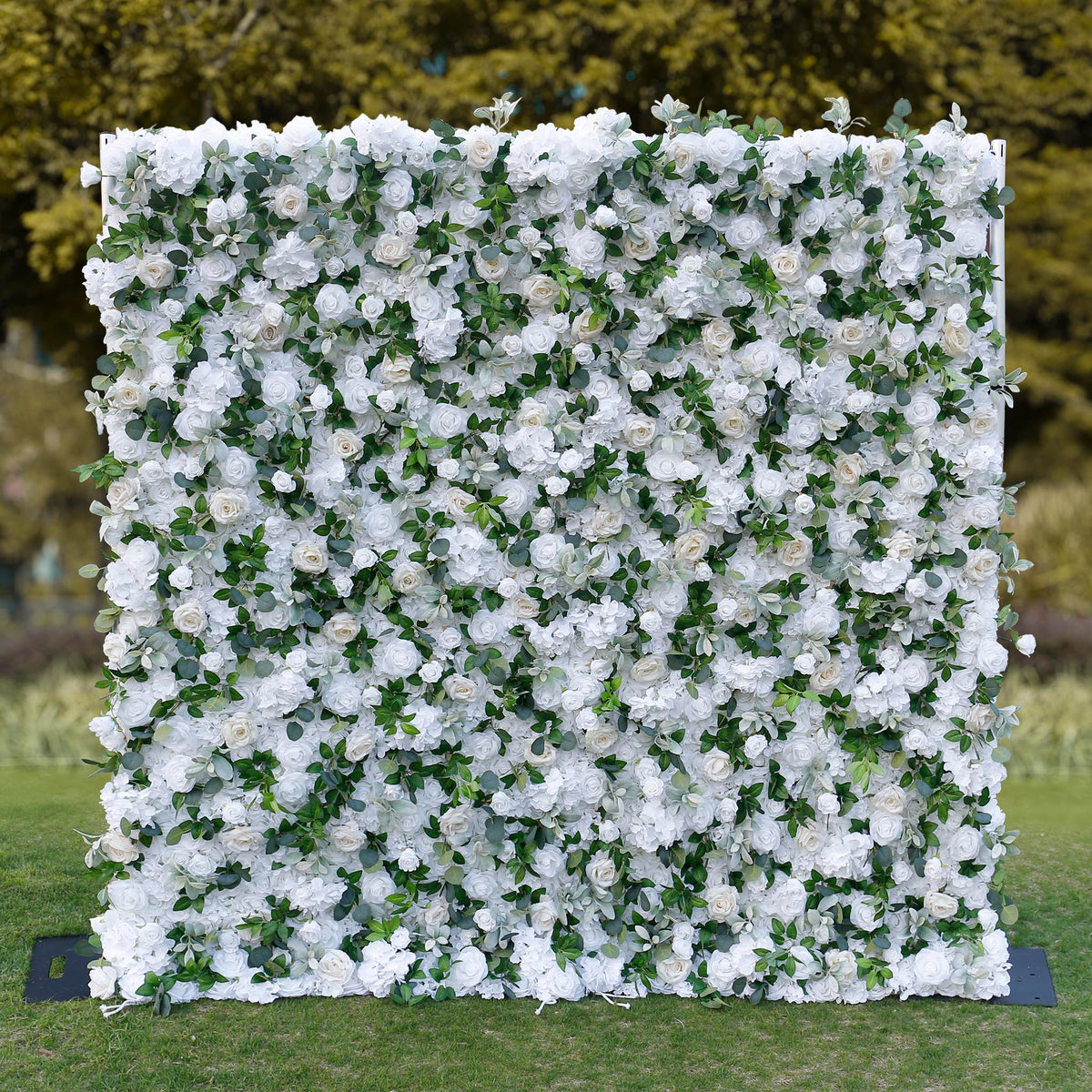 Aliflowers 5D White Rose with Hanging Green Plants Wedding Backdrop Floral Wall Decoration ALFWL097 - Ali Flowers