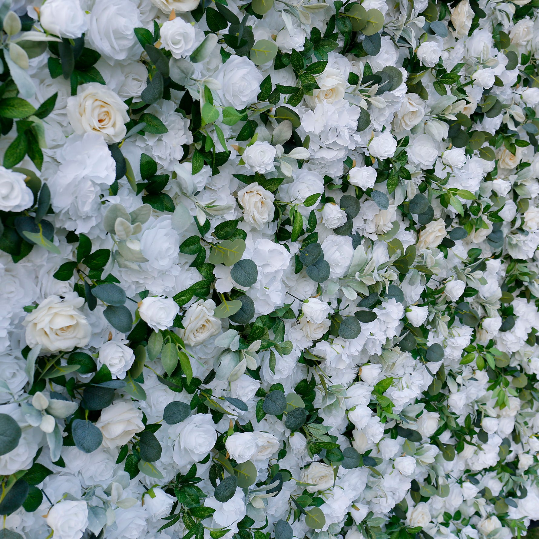 Aliflowers 5D White Rose with Hanging Green Plants Wedding Backdrop Floral Wall Decoration ALFWL097 - Ali Flowers