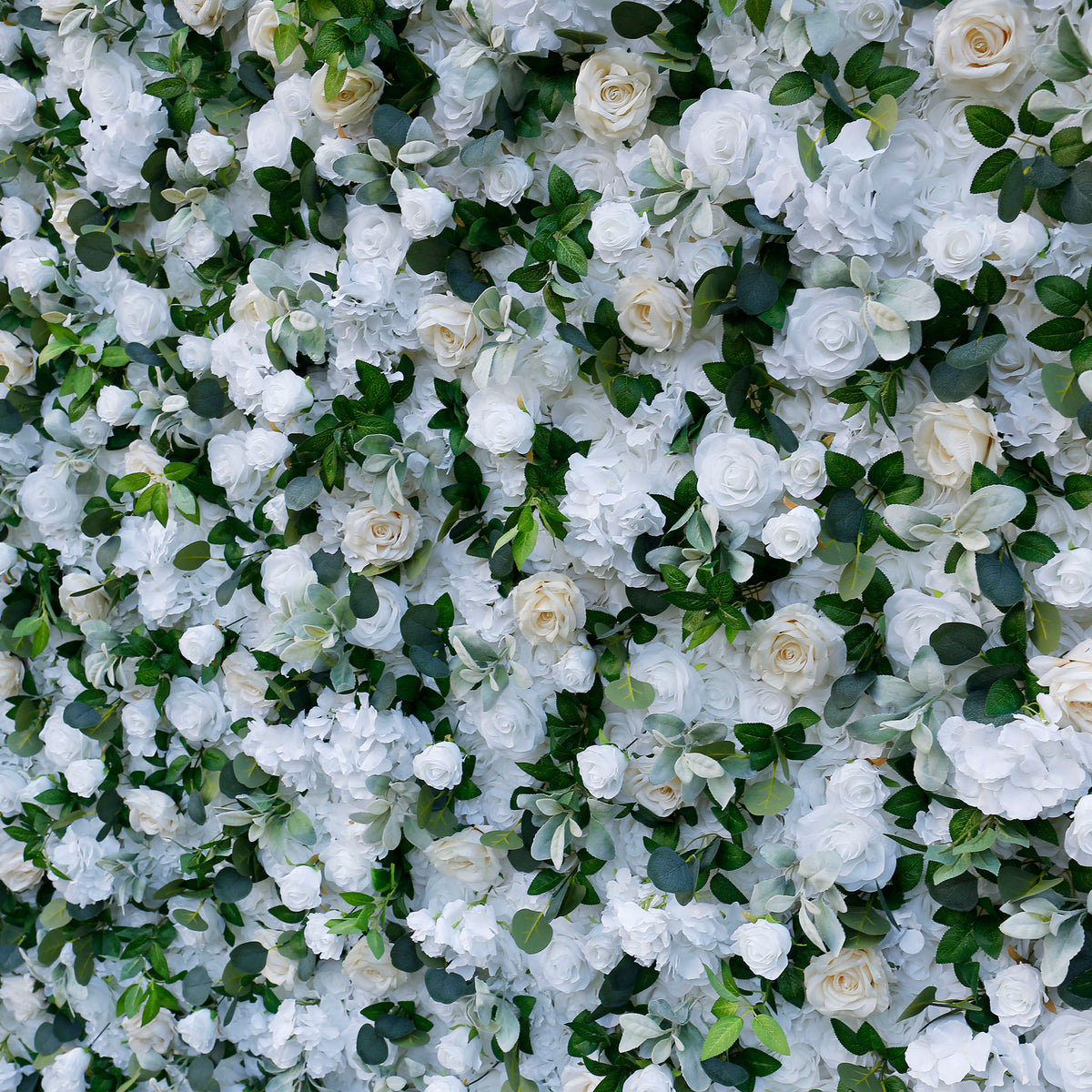 Aliflowers 5D White Rose with Hanging Green Plants Wedding Backdrop Floral Wall Decoration ALFWL097 - Ali Flowers