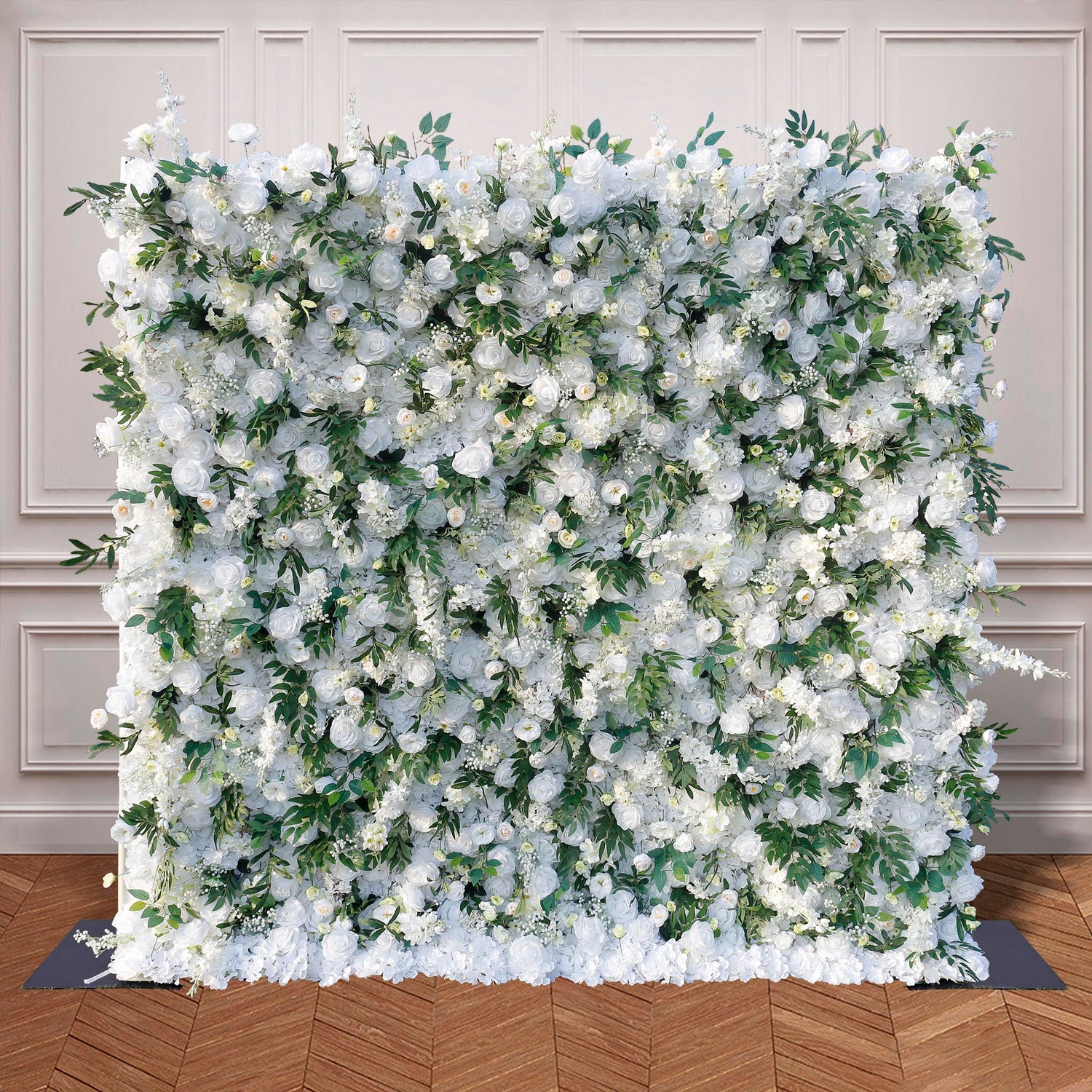 Aliflowers 5D White Rose with Larkspur Flower Wall Backdrop ALFWL039 - Ali Flowers