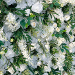 Aliflowers 5D White Rose with Larkspur Flower Wall Backdrop ALFWL039 - Ali Flowers